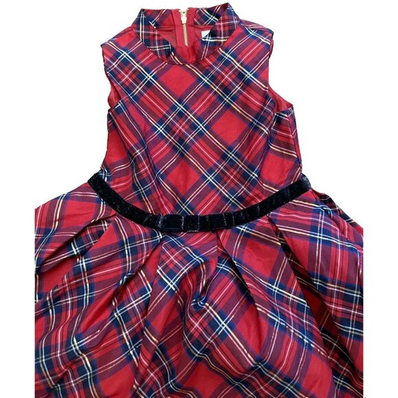 American Girl Red Plaid Metallic Black Velvet Belt Size 6 Girls Holiday Dress - Picture 4 of 14